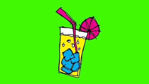 Hand drawing symbol green screen with theme of soft drinks Stock Footage 100757604