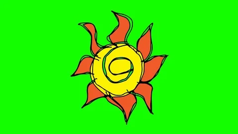 Hand drawing symbol green screen with theme of sun Stock Footage 100758110