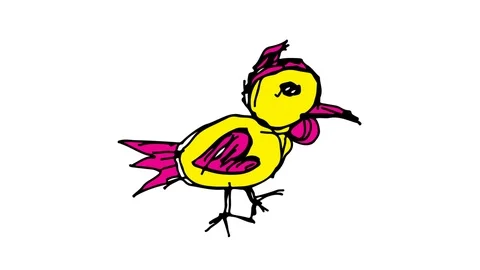 Hand drawing symbol white screen with theme of chicks Stock Footage 100644278