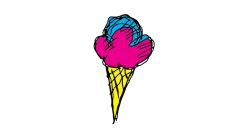 Hand drawing symbol white screen with theme of ice cream Stock Footage 100644307