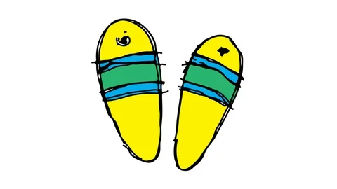 Hand drawing symbol white screen with theme of slippers Stock Footage 100685696