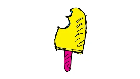 Hand drawing symbol white screen with theme of ice cream Stock Footage 100757523