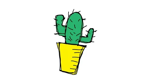 Hand drawing symbol white screen with theme of Cactus Stock Footage 100757524