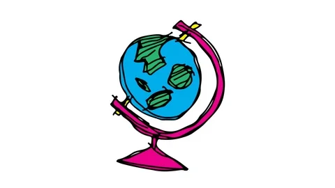 Hand drawing symbol white screen with theme of globe Stock Footage 100758209