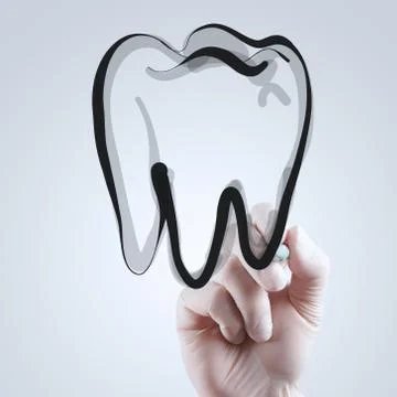 Hand drawing a teeth Stock Illustration