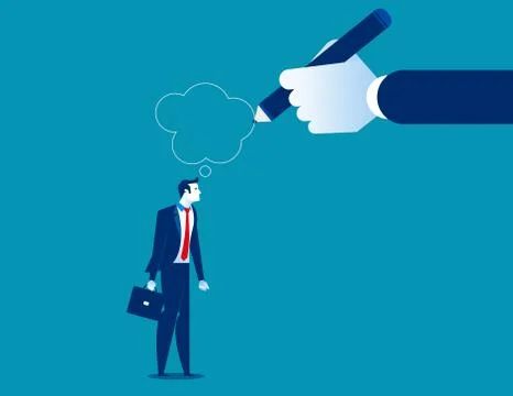 Hand drawing thought bubble over man. Concept business vector. Stock Illustration