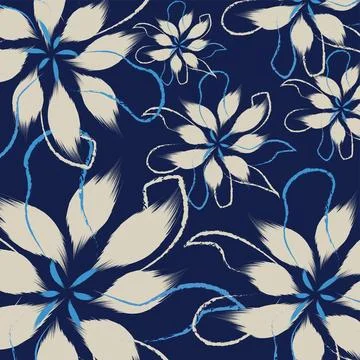 A hand drawing traditional pattern styles of seamless floral abstract flowe.. Stock Illustration