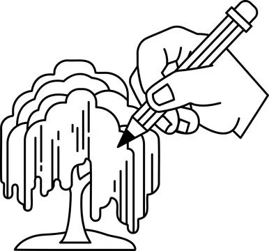 A hand is drawing a tree with a pencil Stock Illustration