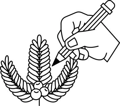 A hand is drawing a tree with a pencil Stock Illustration