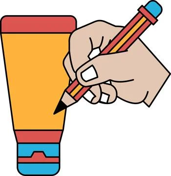 A hand is drawing on a tube of toothpaste Stock Illustration
