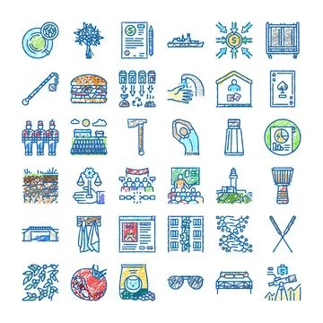 Hand drawing various doodle icons collection set 스톡 일러스트