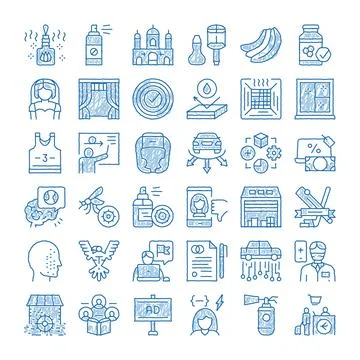 Hand drawing various doodle sketch style icons collection Stock Illustration