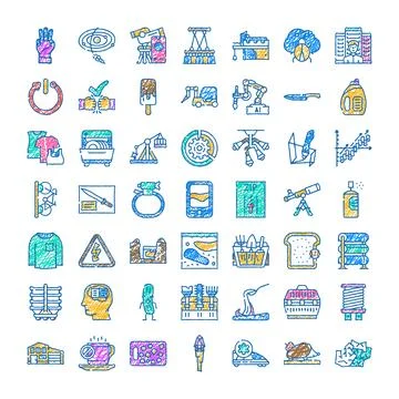 Hand drawing various icon collection set イラスト素材