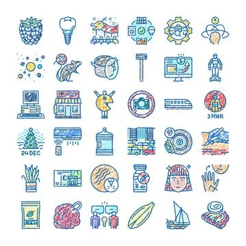 Hand drawing various icon concepts collection set Ilustración de archivo