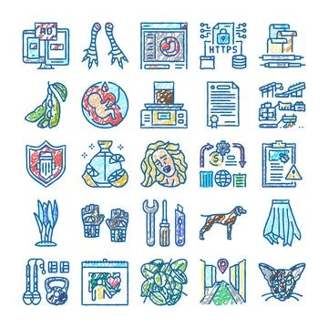 Hand drawing various icon set concepts for web design Stockillustratie
