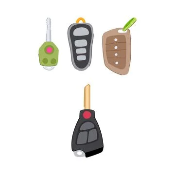 Hand drawing various key fobs for vehicles Stock Illustration
