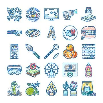 Hand drawing various lifestyle objects and activities Stock Illustration