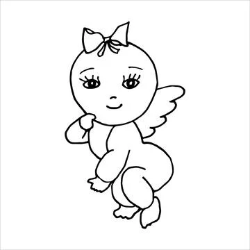 Hand drawing, vector image Angel, Valentine's Day Stock Illustration