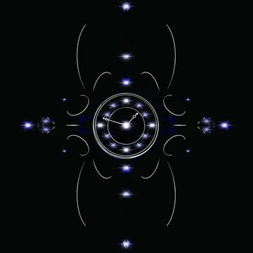 Hand drawing vector space wall clock Stock Illustration