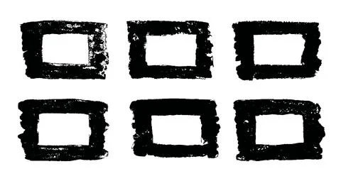 Hand drawing vector square design elements. Set of black color copy space. Stock Illustration