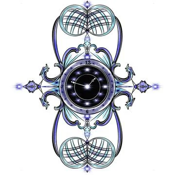 Hand drawing vector wall clock in shades of blue Stock Illustration