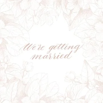 Hand drawing vector We're getting married phrase. Vintage floral background Illustrazione stock