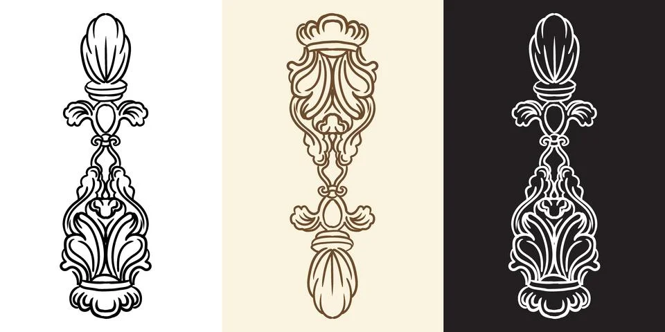 Hand drawing vertical monogram and design element vector Illustrazione stock