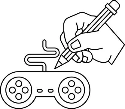 A hand is drawing on a video game controller Illustrazione stock