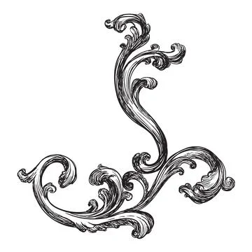 Hand drawing vintage baroque element vector Stock Illustration