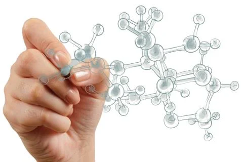 Hand drawing virtual molecular structure Stock Illustration