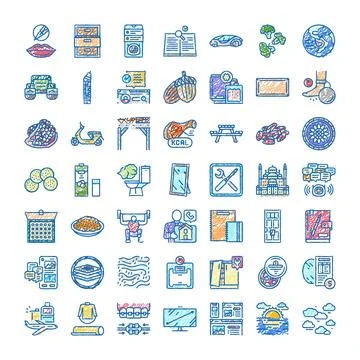 Hand drawing web design doodle icons set 库存插图