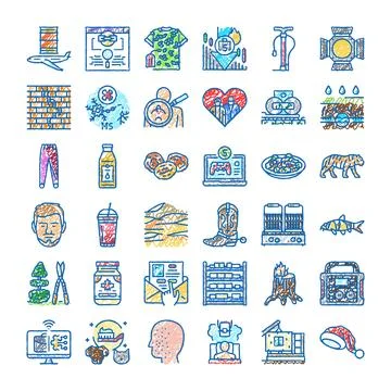 Hand drawing web elements and various everyday objects Stockillustratie