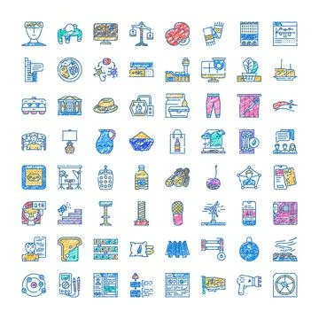 Hand drawing web icons collection doodle sketches 스톡 일러스트