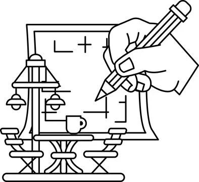 A hand is drawing on a white background with a pencil Ilustración de archivo