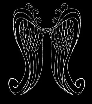 Hand drawing wings vector art Stock Illustration