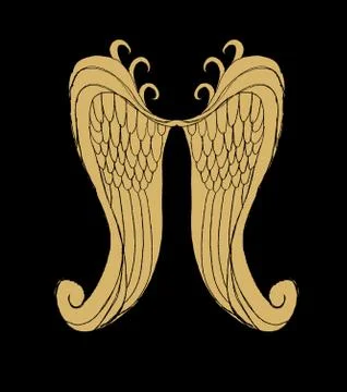 Hand drawing wings vector art Stock Illustration
