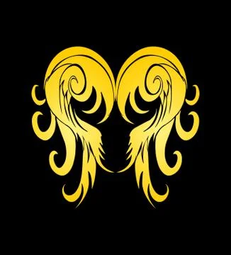 Hand drawing wings vector art Stock Illustration