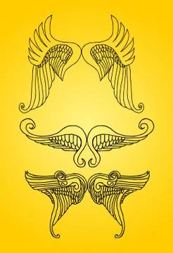 Hand drawing wings vector art Stock Illustration