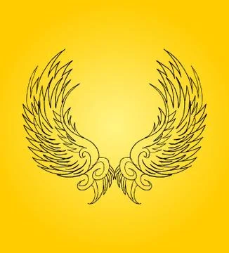 Hand drawing wings vector art Stock Illustration