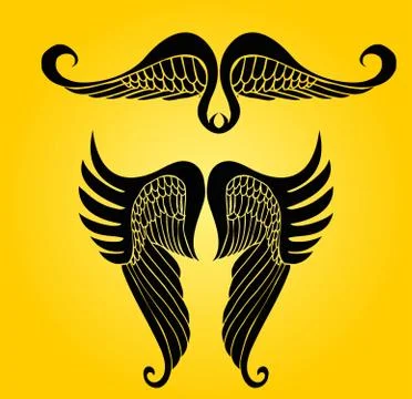 Hand drawing wings vector art Stock Illustration