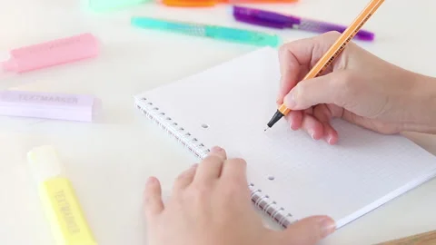 Hand drawing workflow diagram in notebook on white table Stock Footage 331508280