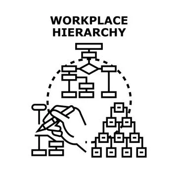 Hand drawing workplace hierarchy process flowchart organization Stock Illustration