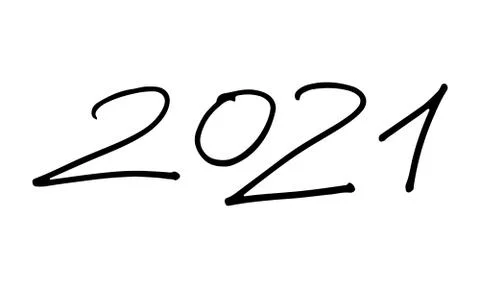 Hand drawn 2021 year number Stock Illustration
