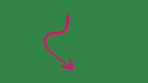 Hand drawn 2d animated arrow pointer on a green screen background Stock Footage 329940589