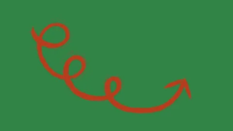 Hand drawn 2d animated arrow pointer on a green screen background Video stock 329940597