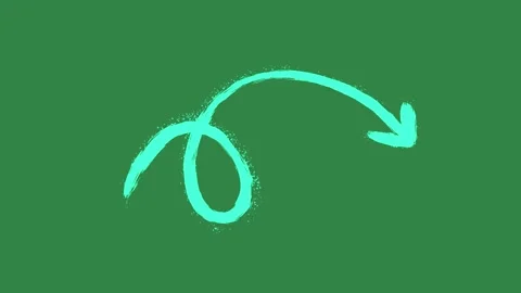Hand drawn 2d animated arrow pointer on a green screen background Stock Footage 329940604