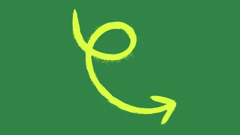 Hand drawn 2d animated arrow pointer on a green screen background Stock Footage 329940618