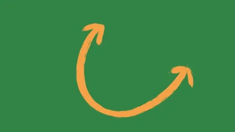 Hand drawn 2d animated arrow pointer on a green screen background Video stock 329940631