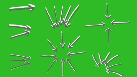 Hand drawn 2d animated arrows and doodle directional elements on a green screen Stock Footage 328988555