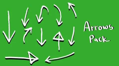 Hand drawn 2d animated arrows and doodle directional elements on a green screen Video stock 328988564